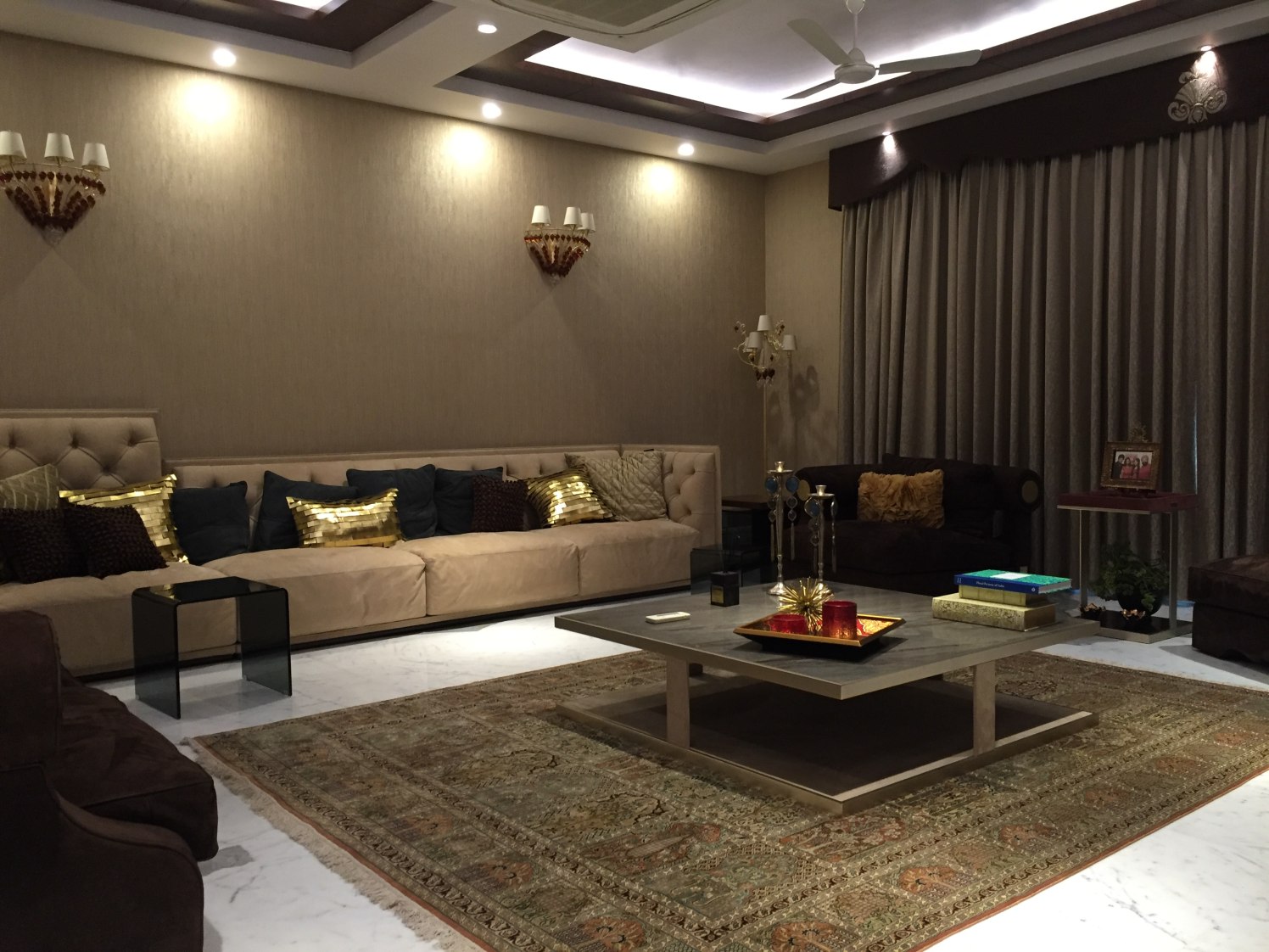 Brown Theme Living Room by Tarique Anwar Living-room Contemporary | Interior Design Photos & Ideas