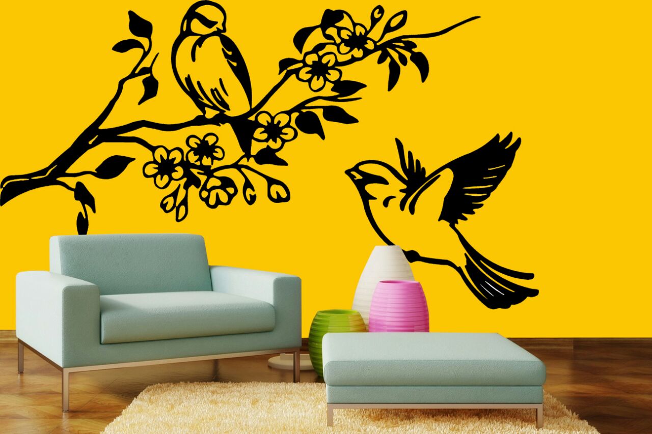 Artistic Sitting Area with Blue Lounge Chair And Bird Wall Art by Wood Works Club Living-room Contemporary | Interior Design Photos & Ideas