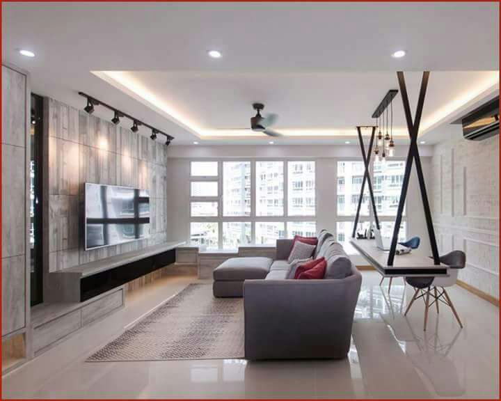 Blue Sectional Sofa And Wooden Television Cabinet by Wood Works Club Living-room Modern | Interior Design Photos & Ideas