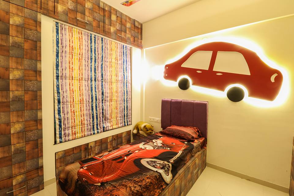 Kids Bedroom with Interactive Wall Art and Single Bed by Wood Works Club Bedroom Modern | Interior Design Photos & Ideas