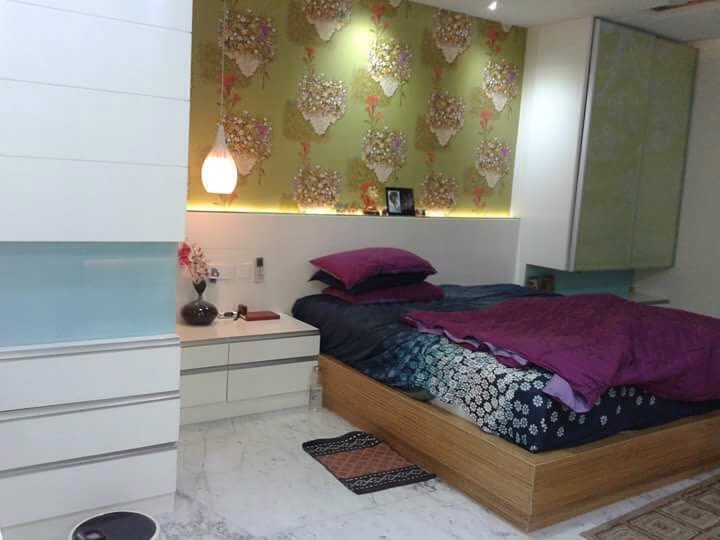 Bedroom With Wooden Box Bed And Wall Decor by Sridhar Mahankali Bedroom Contemporary | Interior Design Photos & Ideas