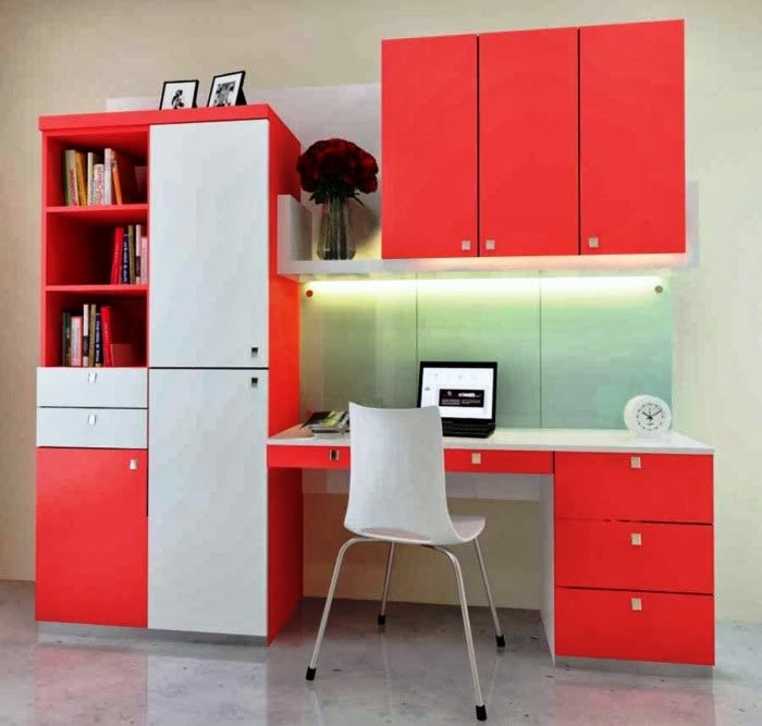 3D design of a modern study table by Build Craft Associates Bedroom Modern | Interior Design Photos & Ideas