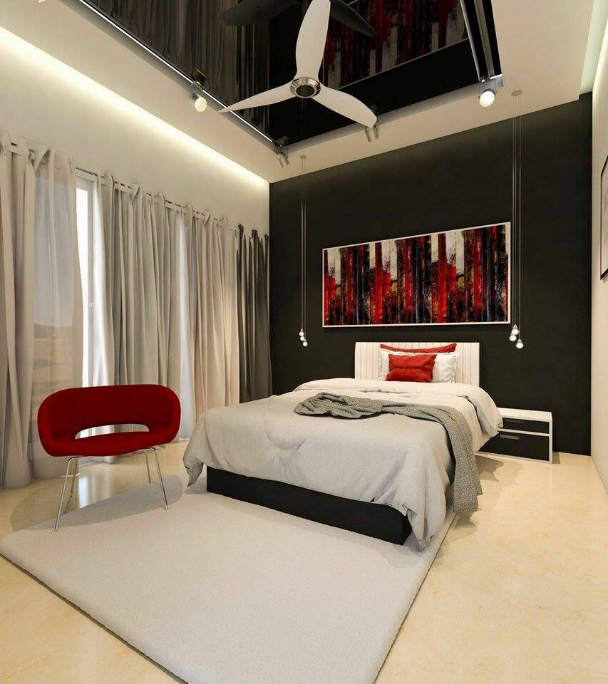 Bedroom With Box Bed With Retro Designs by Roopan Bedroom Contemporary | Interior Design Photos & Ideas