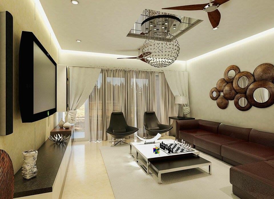 Living Room With Dark Brown Sectional Sofa by Roopan Living-room Contemporary | Interior Design Photos & Ideas
