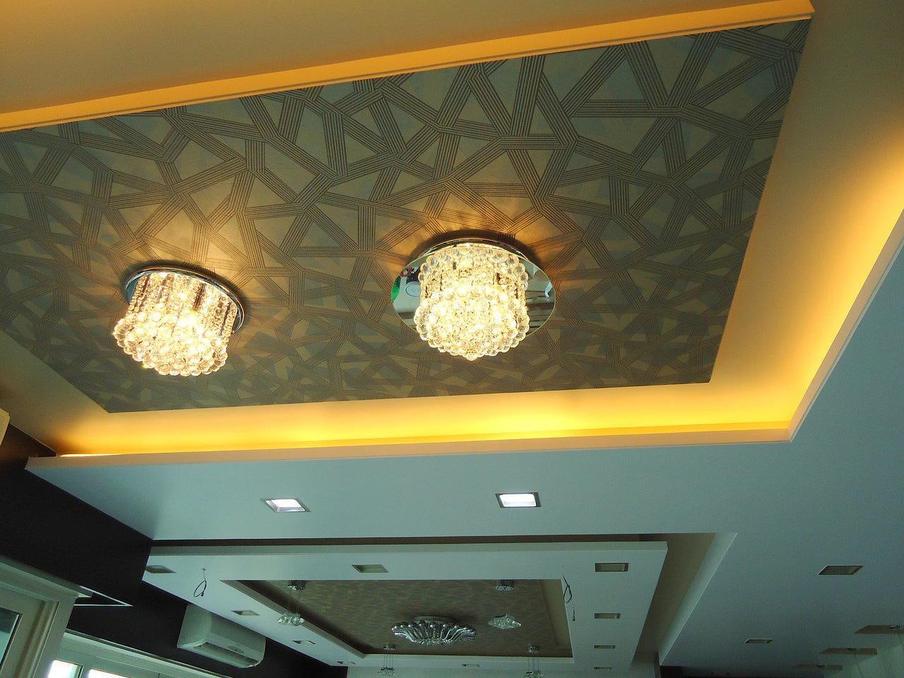 False Ceiling With Chandelier by Shishu Yadava Living-room Contemporary | Interior Design Photos & Ideas