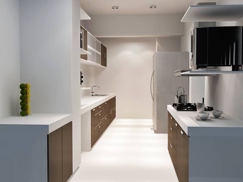 Parallel Modular Kitchen With Wooden Cabinets by Krupa Bhansali Sanghavi Modular-kitchen Contemporary | Interior Design Photos & Ideas