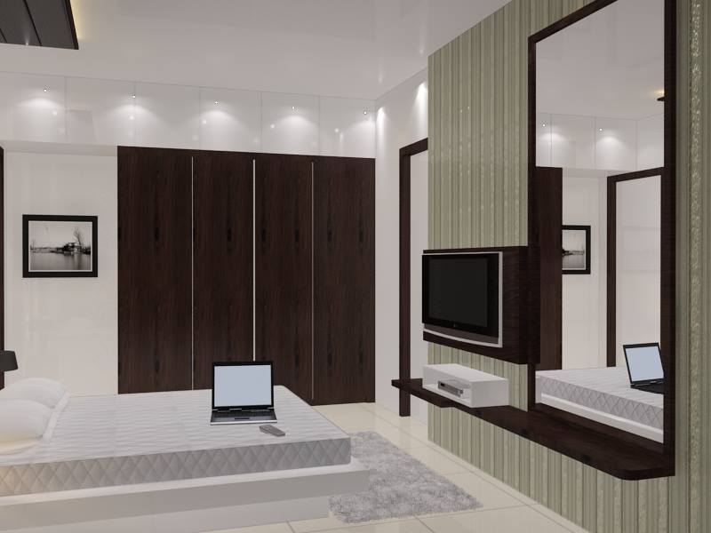 Bedroom With White Box Bed by Krupa Bhansali Sanghavi Bedroom Modern | Interior Design Photos & Ideas