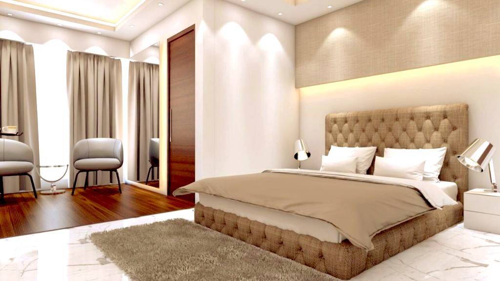 Bedroom With King Size Bed And False ceiling by Huzzpa Bedroom Modern | Interior Design Photos & Ideas
