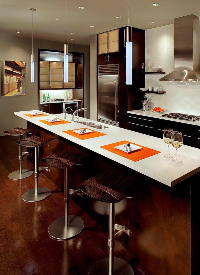 Open Island Kitchen With Bar by Icraft Desginz and interiors Modular-kitchen Modern | Interior Design Photos & Ideas