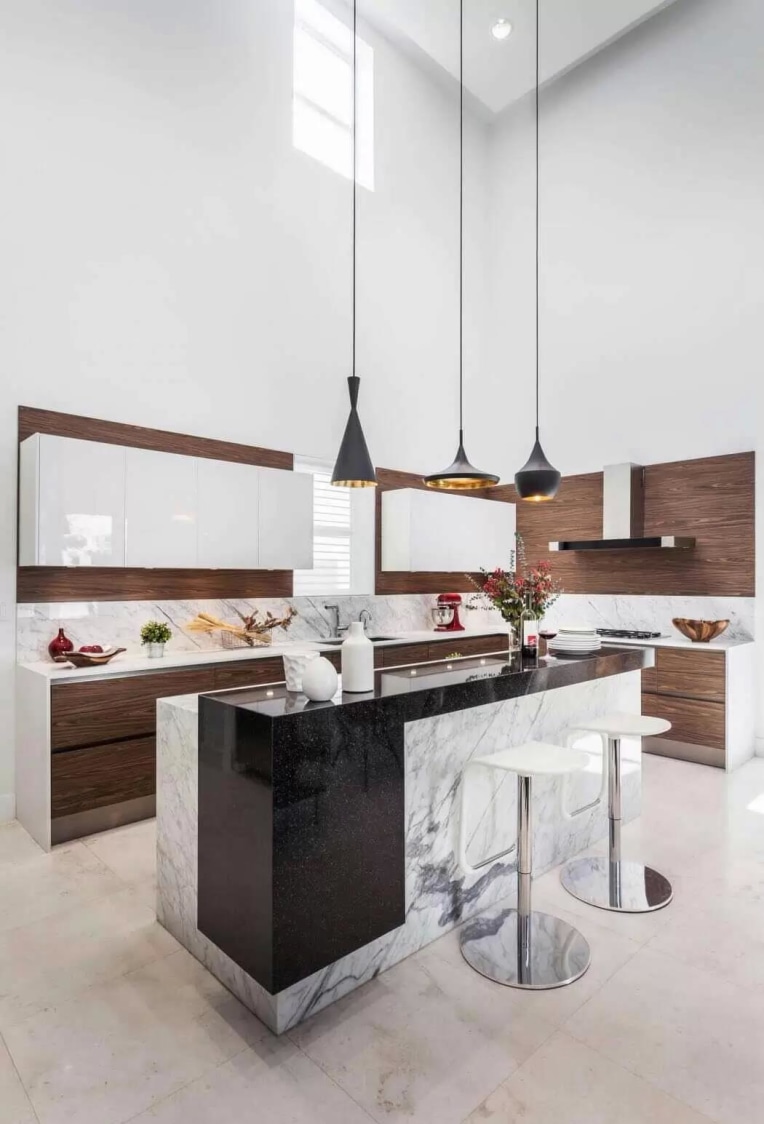 Different Shades of Marbel and Wood For Modular Kitchen by Icraft Desginz and interiors Modular-kitchen Modern | Interior Design Photos & Ideas