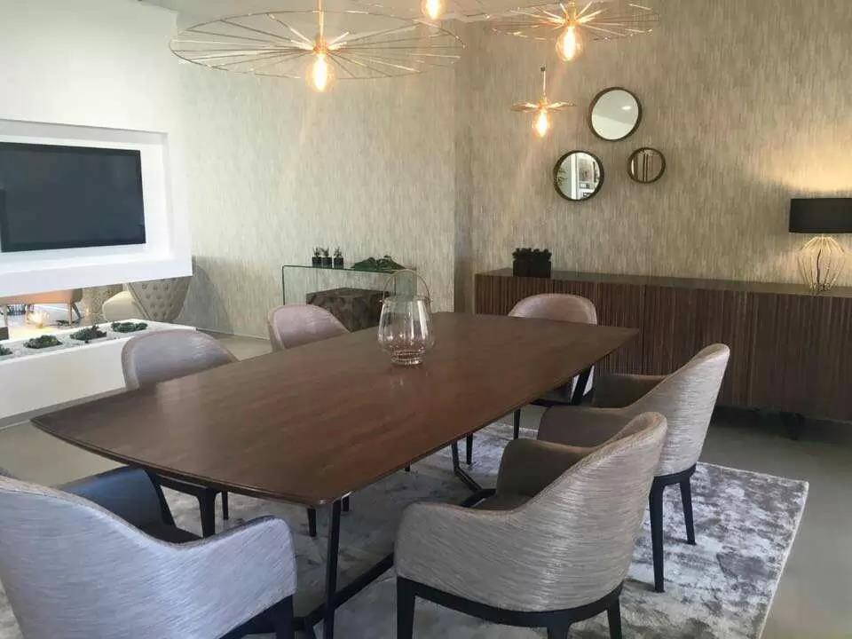 Wooden Dining Table With Artistic Lights by Icraft Desginz and interiors Dining-room Contemporary | Interior Design Photos & Ideas