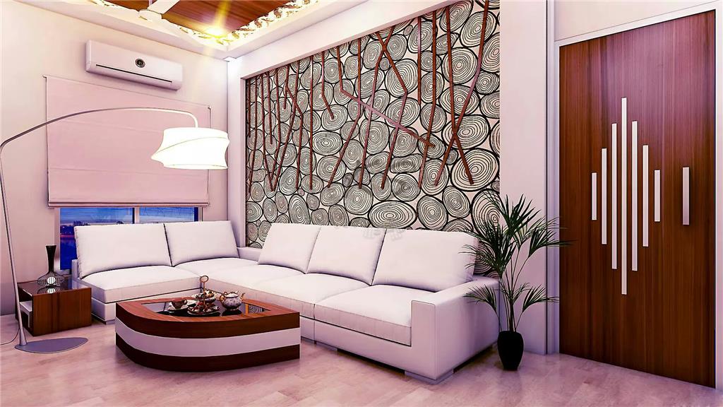 White Shaded Sectional Sofa With Wooden Centre Table by Icraft Desginz and interiors Living-room Contemporary | Interior Design Photos & Ideas