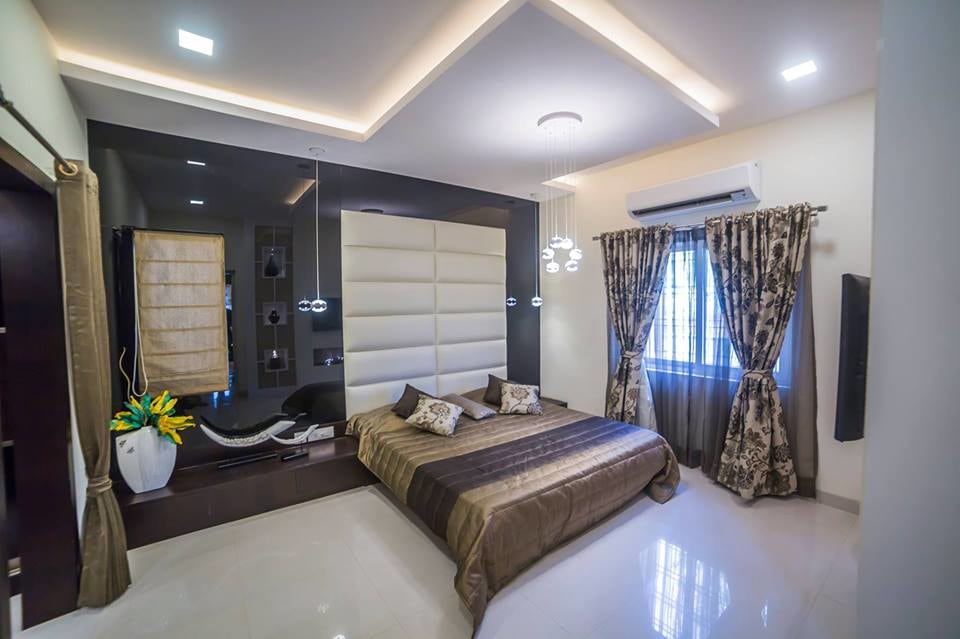 Copper Shaded Bedroom With Marble Flooring by Icraft Desginz and interiors Bedroom Contemporary | Interior Design Photos & Ideas