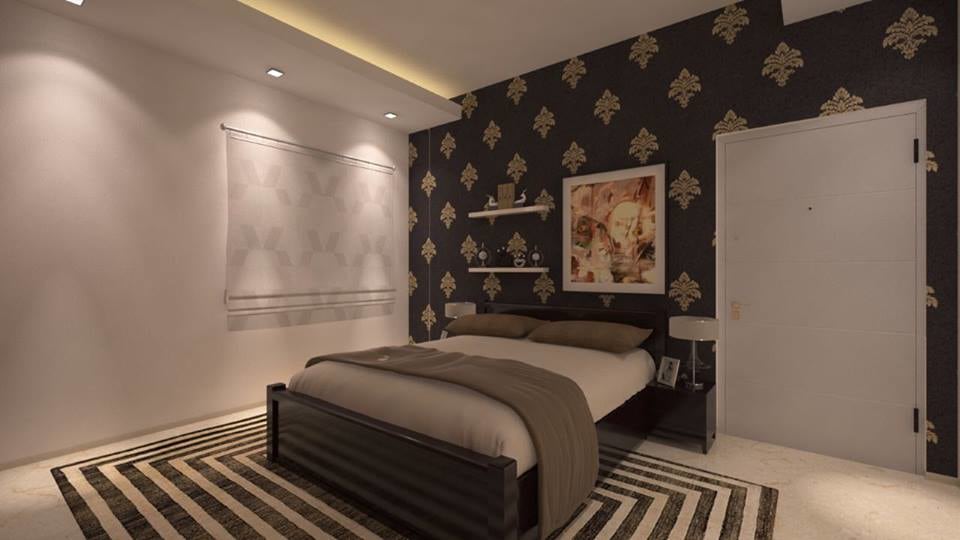 Umber Shaded Bedroom Space by Icraft Desginz and interiors Bedroom Contemporary | Interior Design Photos & Ideas