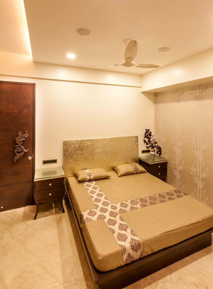 Fawn Colored Bedroom With Marble Flooring by Icraft Desginz and interiors Bedroom Contemporary | Interior Design Photos & Ideas