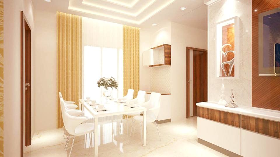 White And Brown Dining Area With Artistic Chairs by Icraft Desginz and interiors Dining-room Modern | Interior Design Photos & Ideas