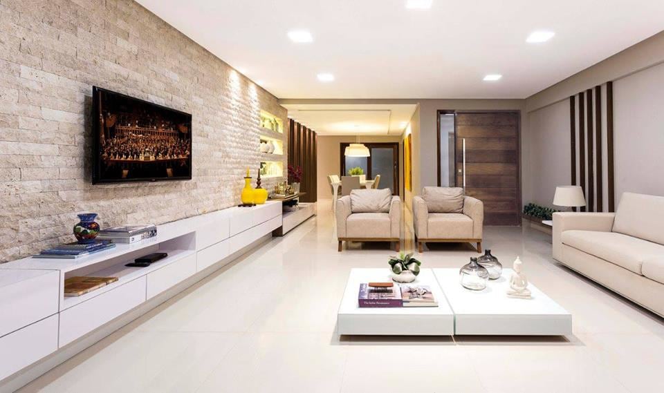 Beige Shaded Sofa With Centre Table And Marble Flooring by Icraft Desginz and interiors Living-room Contemporary | Interior Design Photos & Ideas