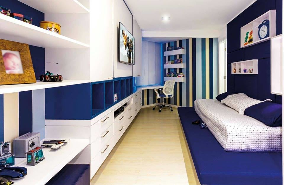 Blue And White Shaded Kid's Bedroom by Icraft Desginz and interiors Bedroom Modern | Interior Design Photos & Ideas