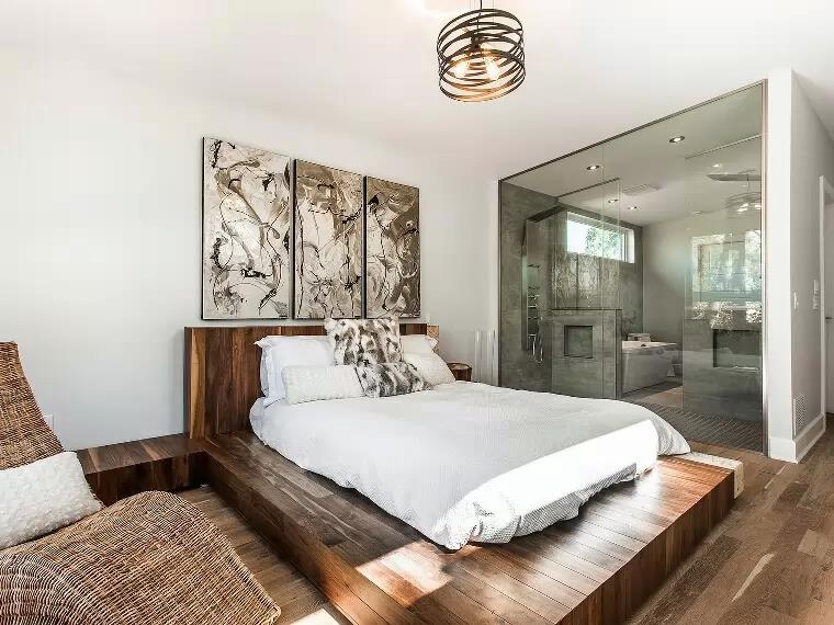 Bedroom With Wood Work And artistic Chandelier by Icraft Desginz and interiors Bedroom Contemporary | Interior Design Photos & Ideas