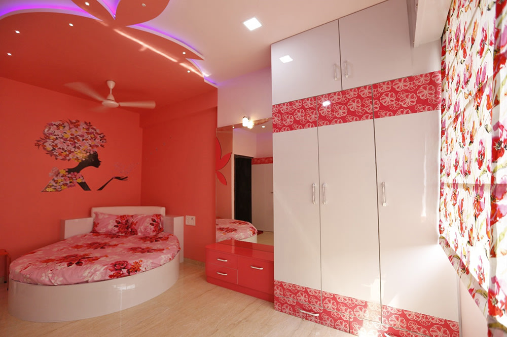 Kids Bedroom With White Circular Single Bed and Peach Detailings by Innovations - The Interior Studio Bedroom Modern | Interior Design Photos & Ideas