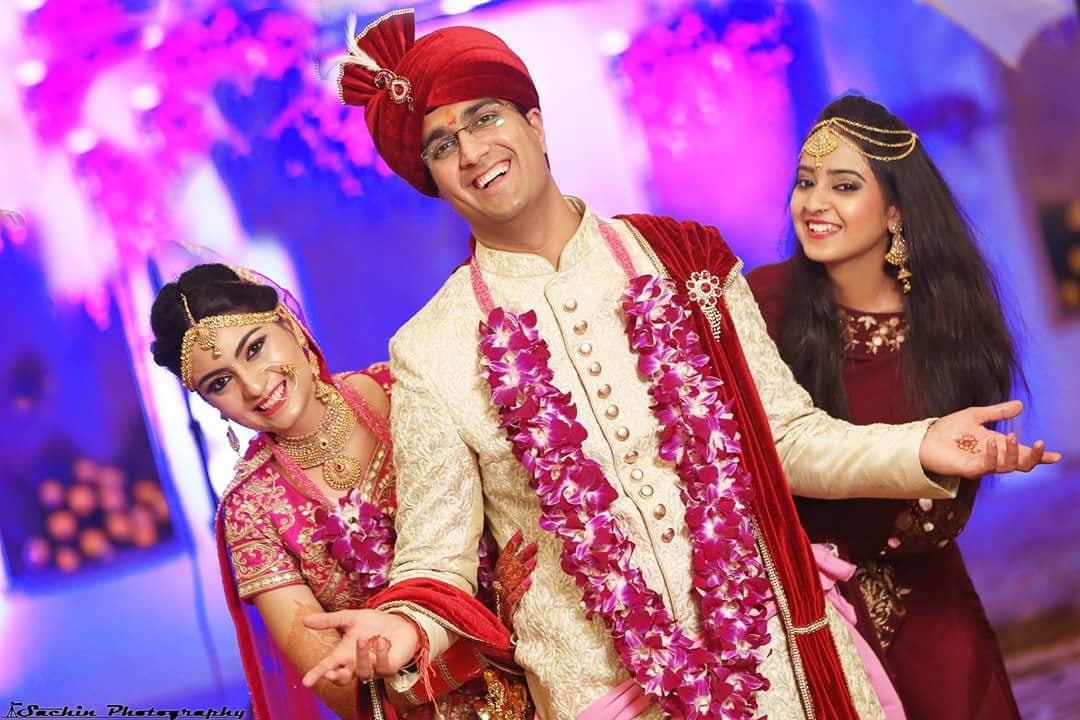 Charming Groom With His Bride And Bridesmaid by Sachin Kumar Wedding-photography Bridal-jewellery-and-accessories Groom-wear-and-accessories | Weddings Photos & Ideas