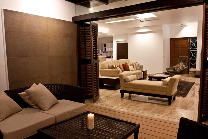 Beige Sofa Set With Marble Flooring by D'insignia