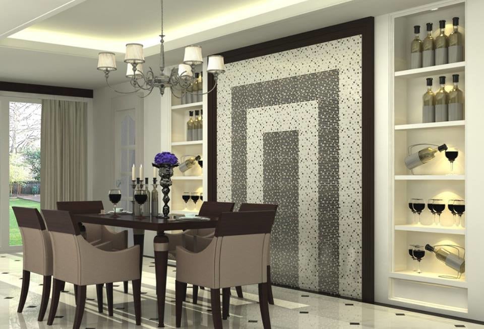 Bole Shaded Dining Room With Textured Wall by Mohit Kumar Dining-room Contemporary | Interior Design Photos & Ideas