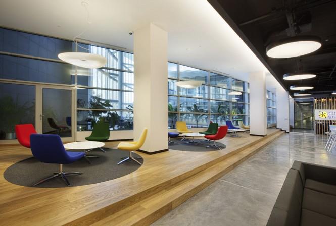 Office Waiting Area With Colorful Chairs by Mohit Kumar Modern | Interior Design Photos & Ideas