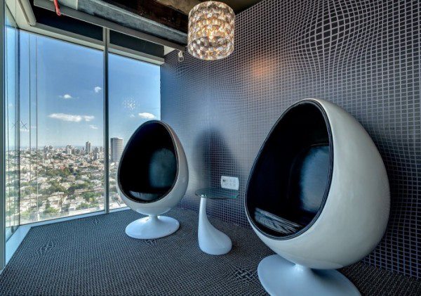 Living Area With Outside View And Round Chairs by Mohit Kumar Living-room Modern | Interior Design Photos & Ideas