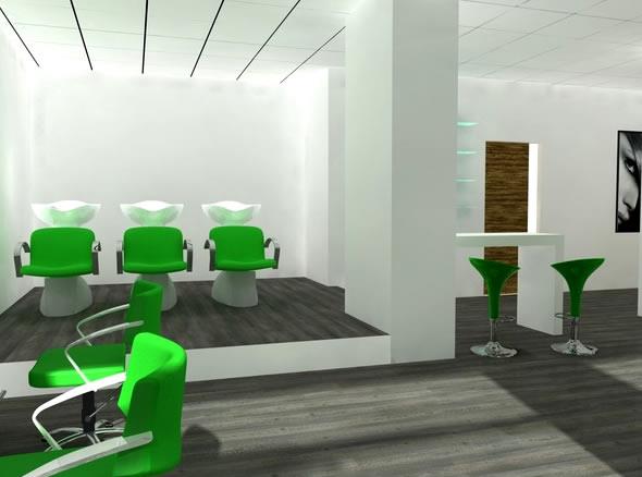 Salon With Green Chairs by Mohit Kumar Modern | Interior Design Photos & Ideas