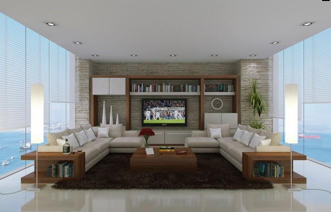 Vanilla Shaded Living Room With L Shaped Sofa by Mohit Kumar Living-room Contemporary | Interior Design Photos & Ideas