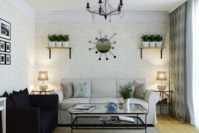 Living Room With White Textured Wall by Mohit Kumar Living-room Contemporary | Interior Design Photos & Ideas