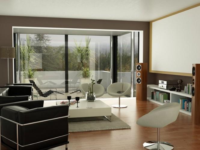 Living Room with Round Chair And Wooden Floor by Mohit Kumar Living-room Modern | Interior Design Photos & Ideas