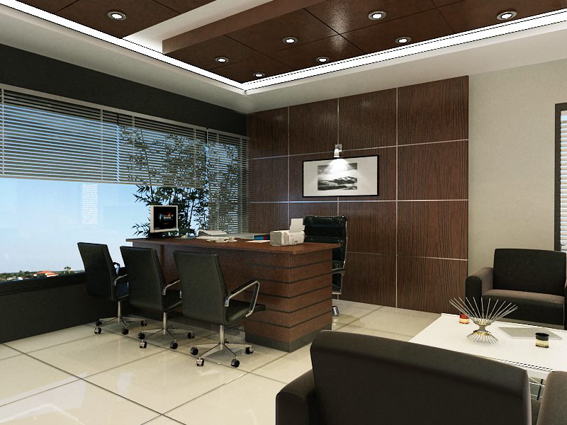 Modern Office Place With Wooden Back by Mohit Kumar Modern | Interior Design Photos & Ideas