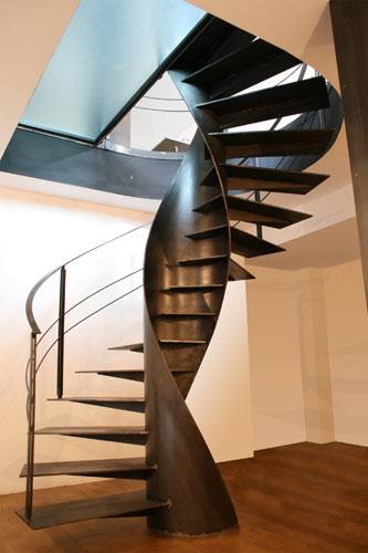 Swirly Staircase With Wooden Furnishing by Mohit Kumar Indoor-spaces Modern | Interior Design Photos & Ideas