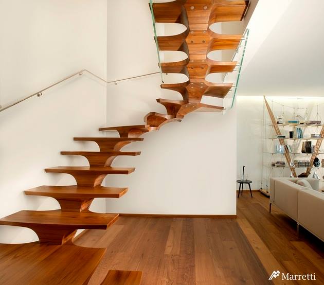 Staircase With Wooden Flooring by Mohit Kumar Indoor-spaces Modern | Interior Design Photos & Ideas