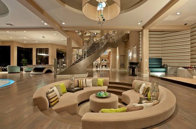 Fawn Shaded Living Area With Stepped Sofa by Mohit Kumar Living-room Contemporary | Interior Design Photos & Ideas