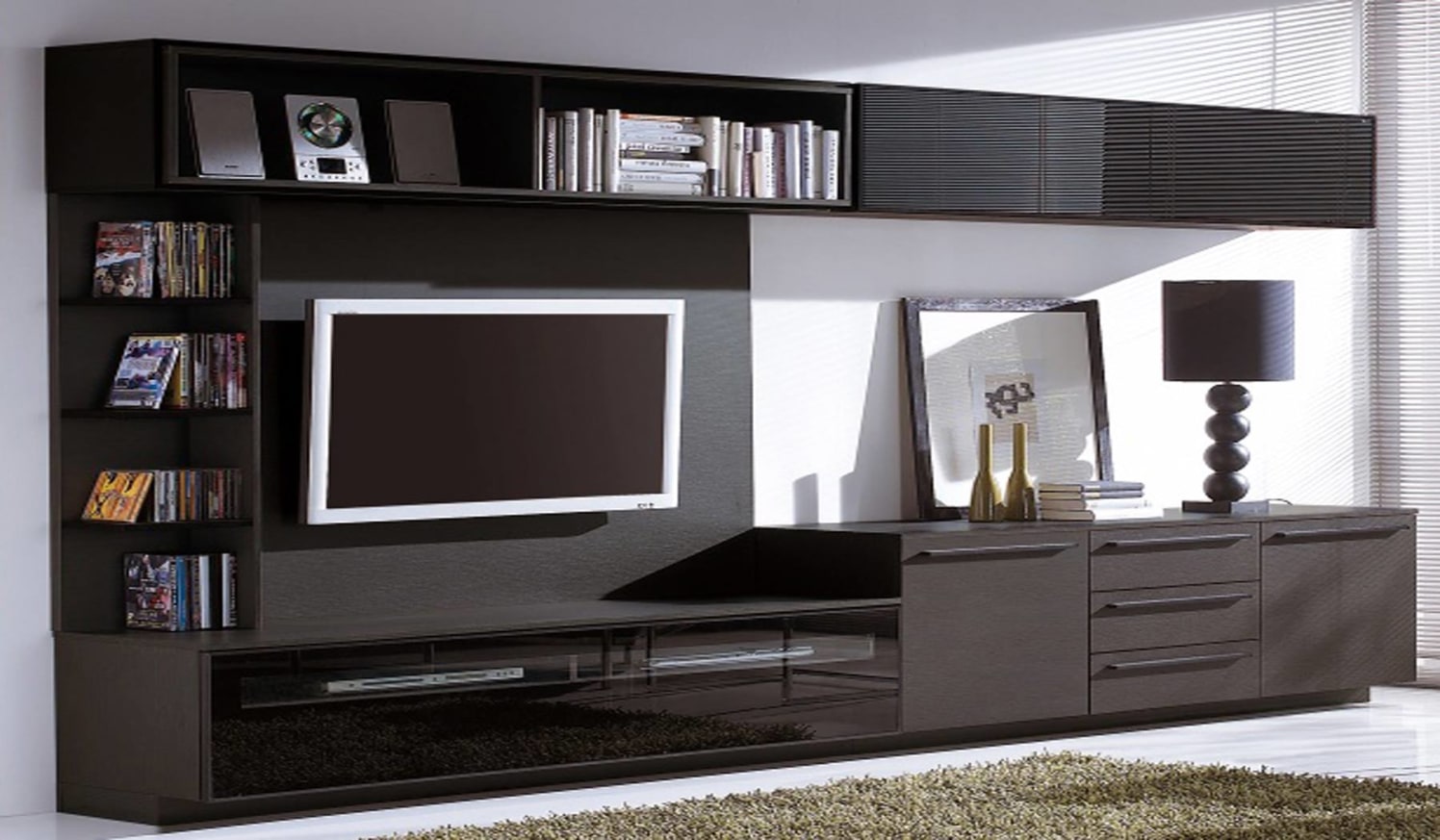 Wood Finish TV Cabinet by SJ Interior Decors Living-room Modern | Interior Design Photos & Ideas
