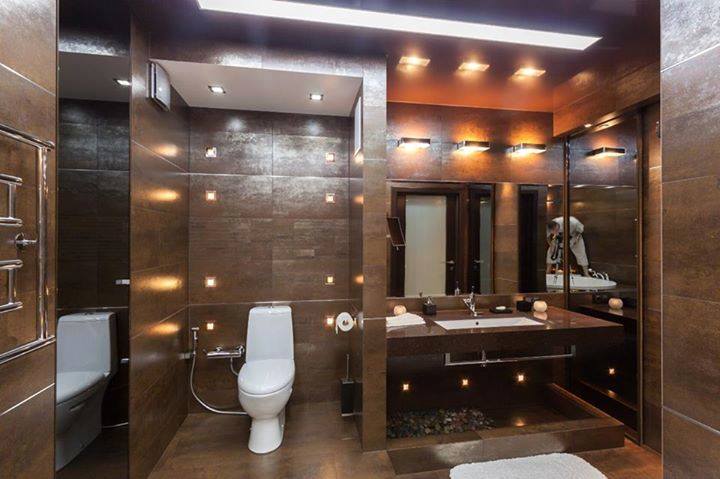 Modern Washroom With Brown And White Interior by Jai Patel Bathroom Modern | Interior Design Photos & Ideas