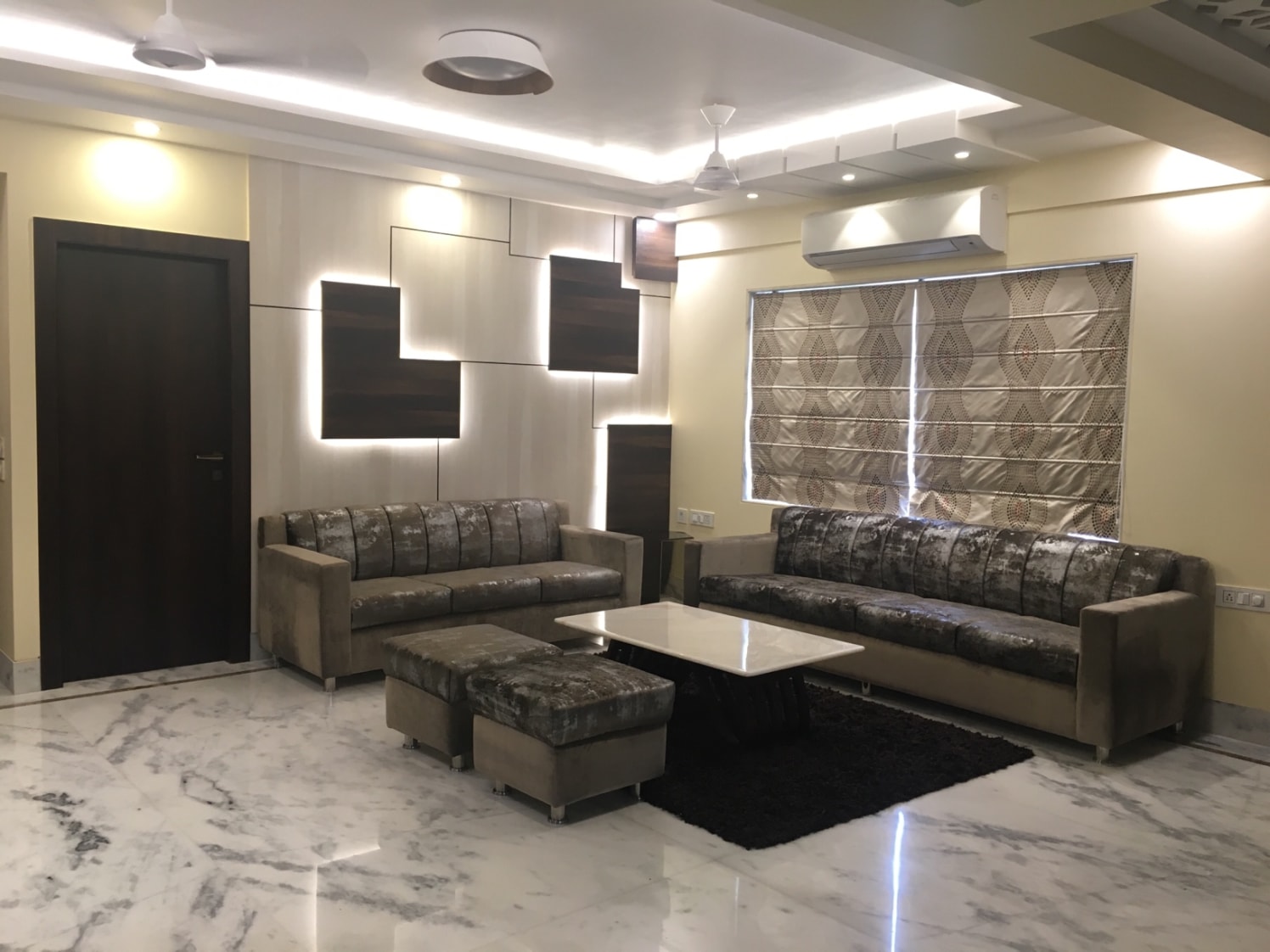 Living Room With False Ceiling by Rishi Mukherjee Living-room Contemporary | Interior Design Photos & Ideas
