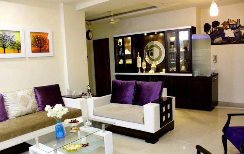 Living Room With White and Ebony Sofa and White Marble Floor by Rupali Khoje Modern | Interior Design Photos & Ideas