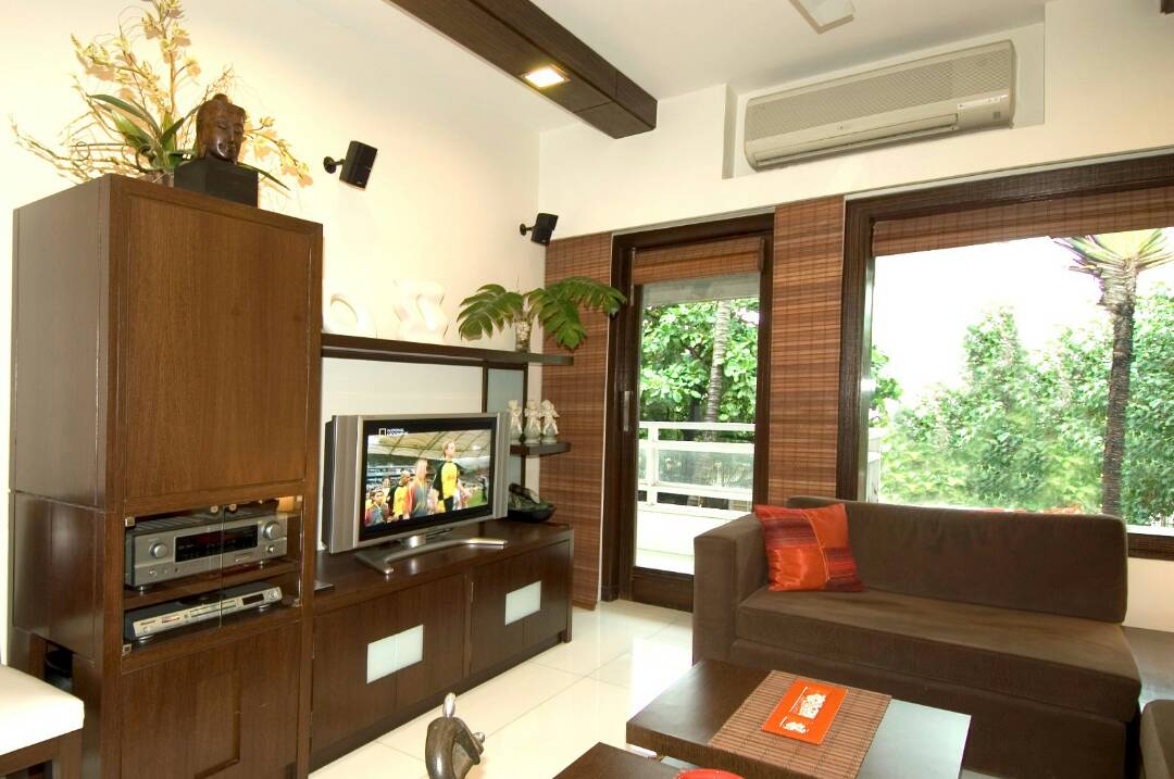 Living Room With Wooden Work by Nikeeta Mehta Living-room Modern | Interior Design Photos & Ideas