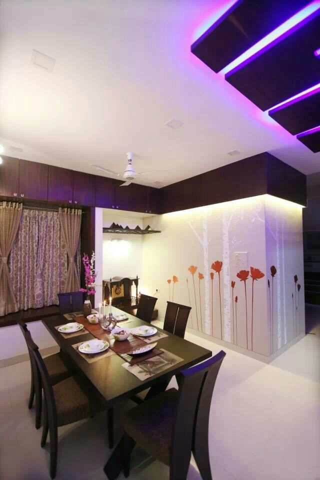 Dining area with wallpaper by Jitesh Dhoka Modern | Interior Design Photos & Ideas