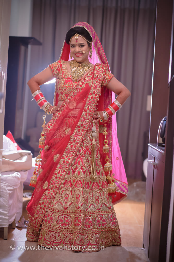 Rose Shaded Bridal Lehenga With Intricate Gold Work by Mohit Wedding-photography Wedding-dresses | Weddings Photos & Ideas