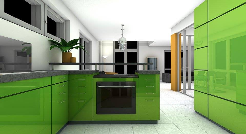 Green 3 D Modular Kitchen by Saravanan Modular-kitchen | Interior Design Photos & Ideas
