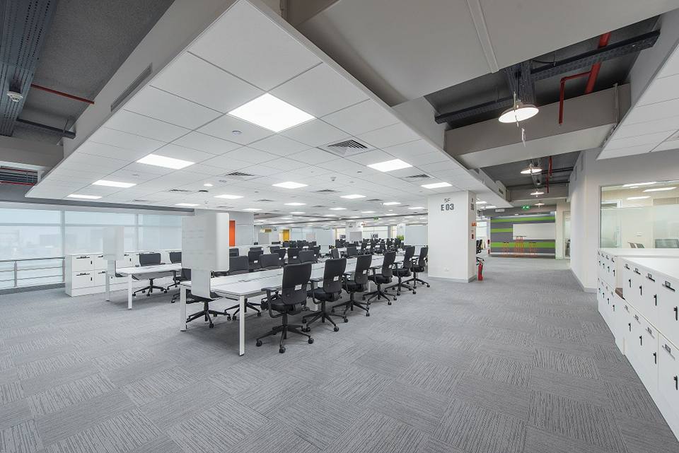 Open office space with false ceiling by Ganesh Modern | Interior Design Photos & Ideas