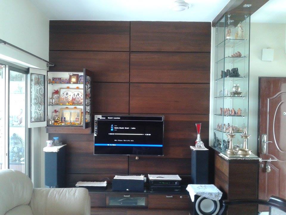 Modern living room with white sofa and tv unit by Ganesh Living-room Modern | Interior Design Photos & Ideas