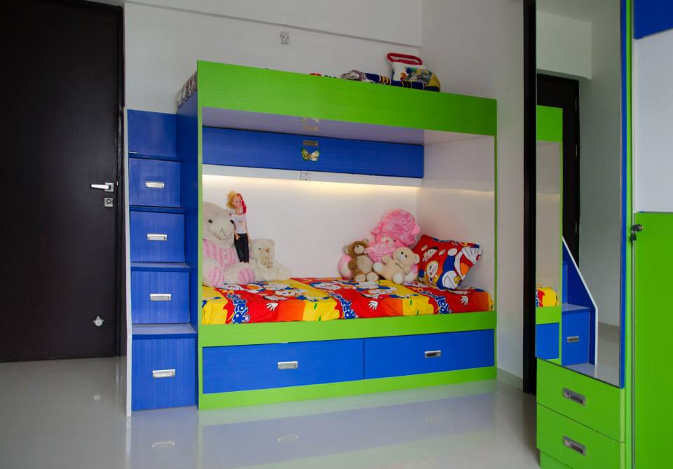 Colourful Kids Bedroom With Green and Blue Bunk Bed by ...