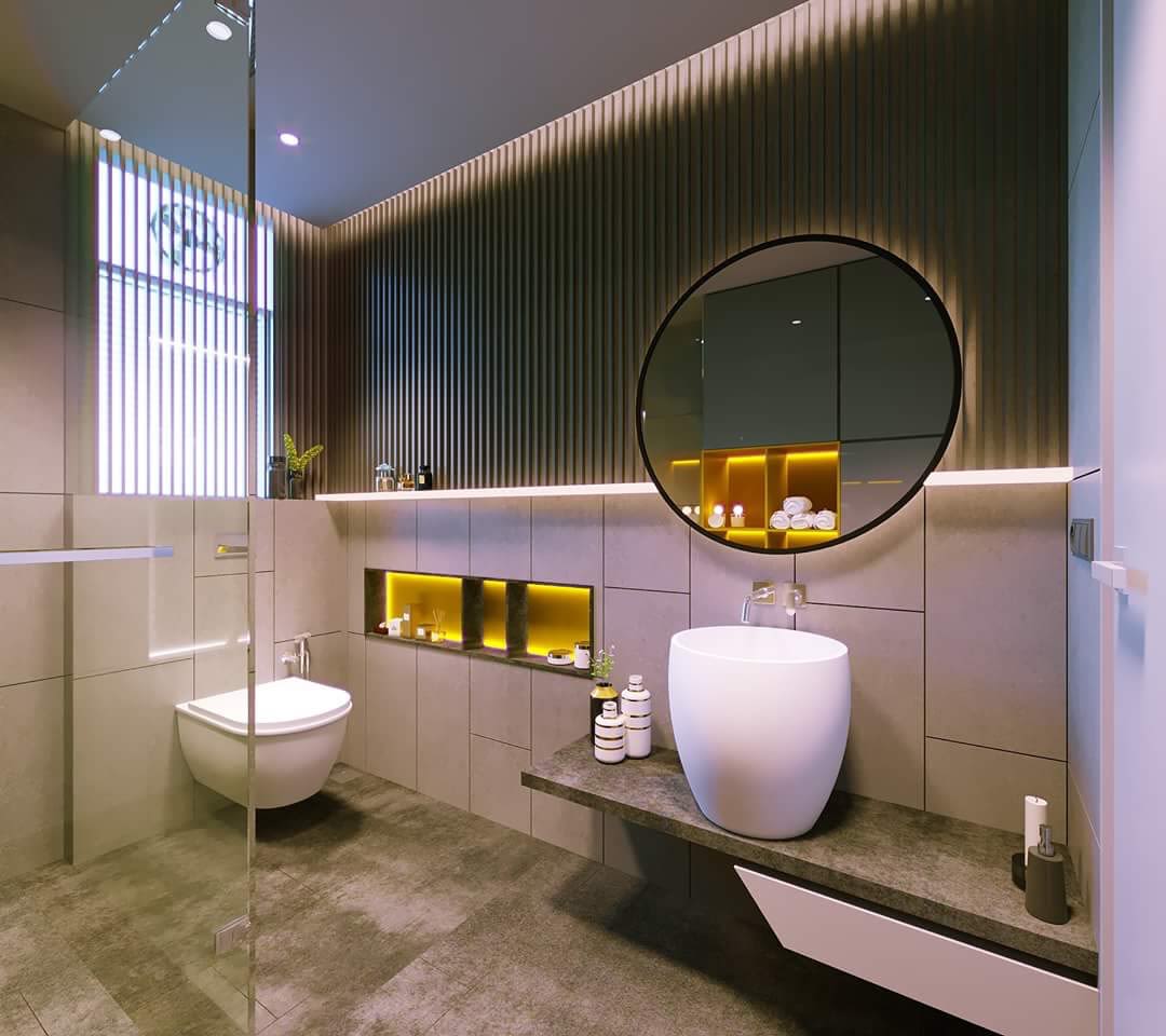 Stylish Bathroom With Unique Sanitaryware by Ganpat mistry Bathroom Modern | Interior Design Photos & Ideas