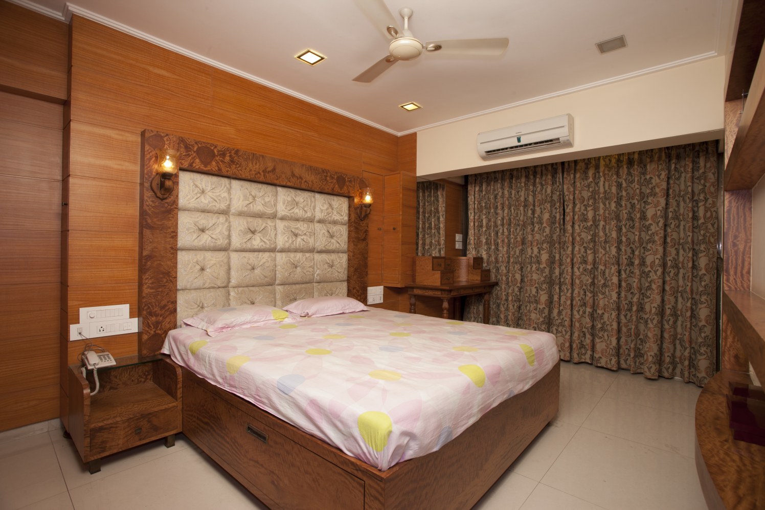 Wooden Bed With Beige Cushioned Head cover by Ravnit Kaur Sharma Bedroom Contemporary | Interior Design Photos & Ideas